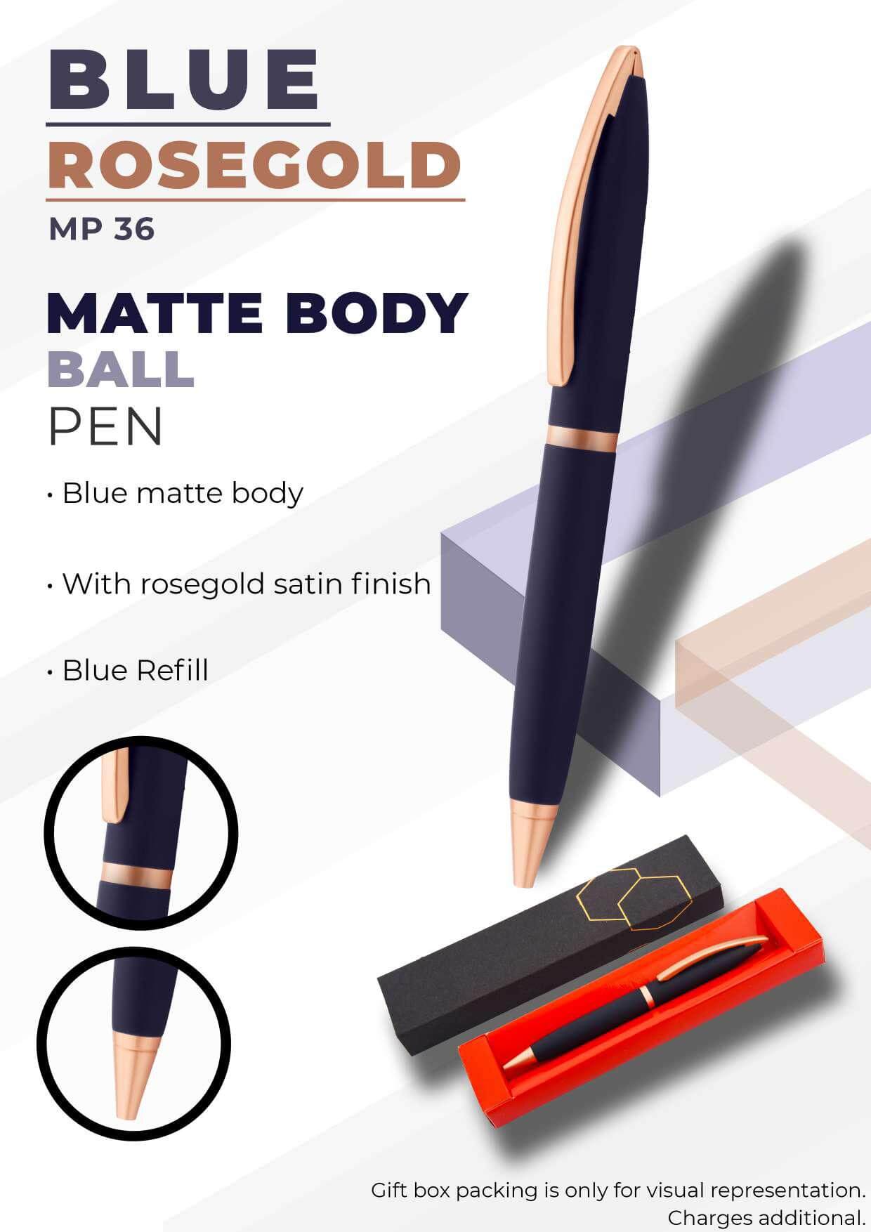 Matte Body Blue Rosegold Ball Pen